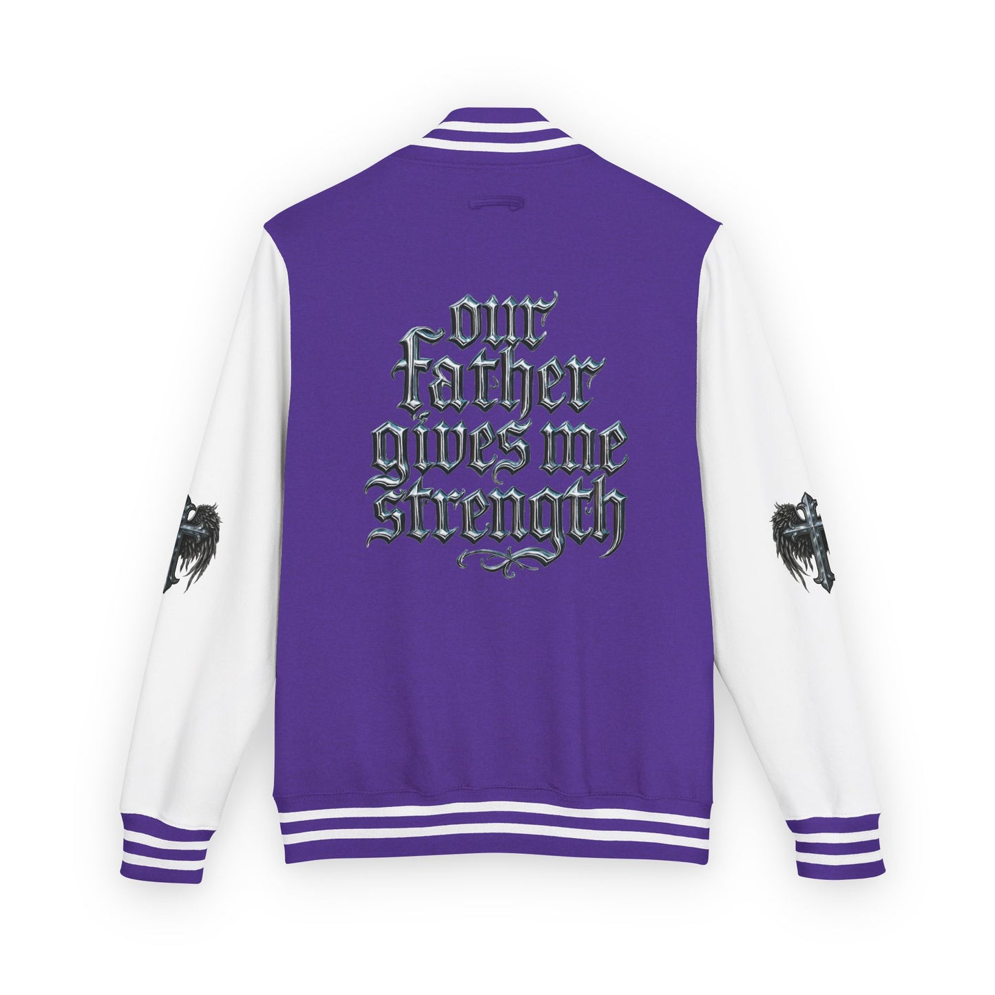 Letterman Jacket – Dark Crest Cross & Heart Varsity Jacket