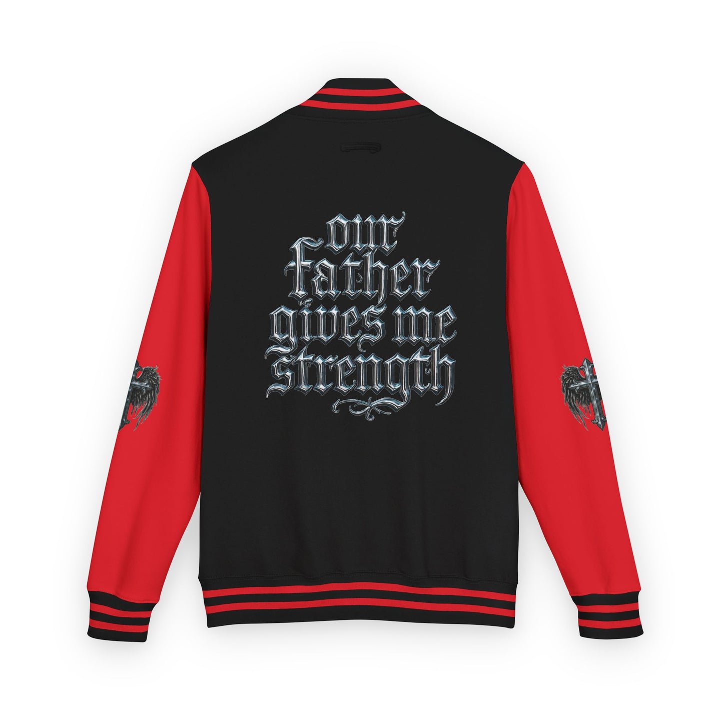 Letterman Jacket – Dark Crest Cross & Heart Varsity Jacket