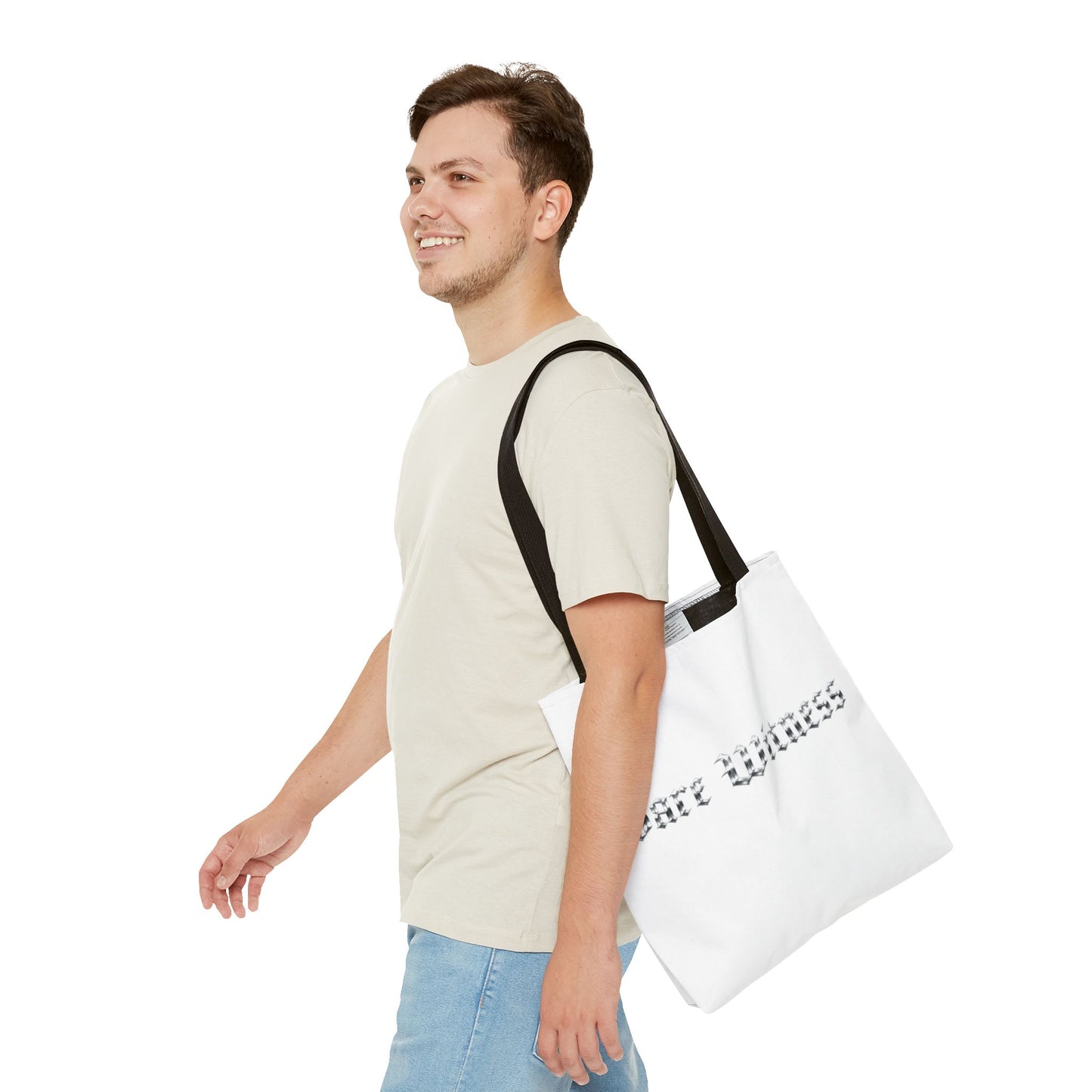 Tote Bag — 'Bare Witness' Gothic Script Everyday Tote