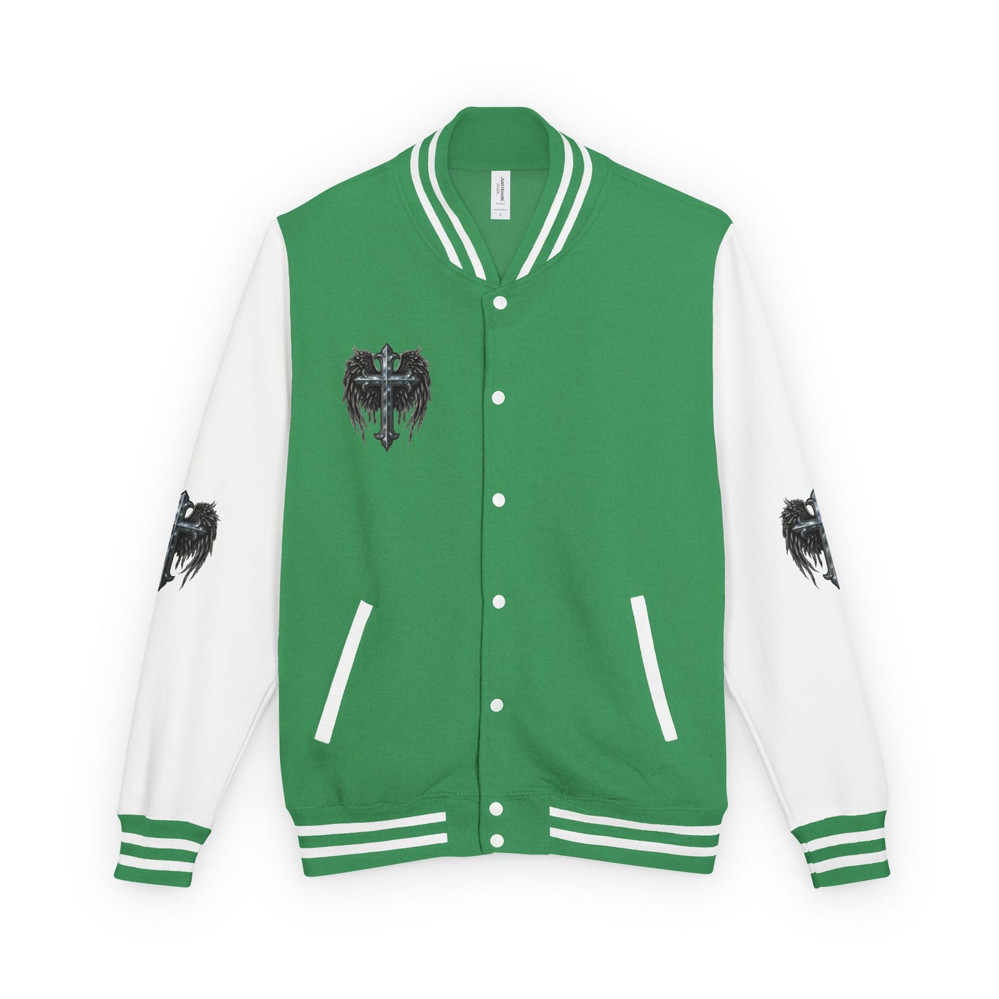 Letterman Jacket – Dark Crest Cross & Heart Varsity Jacket