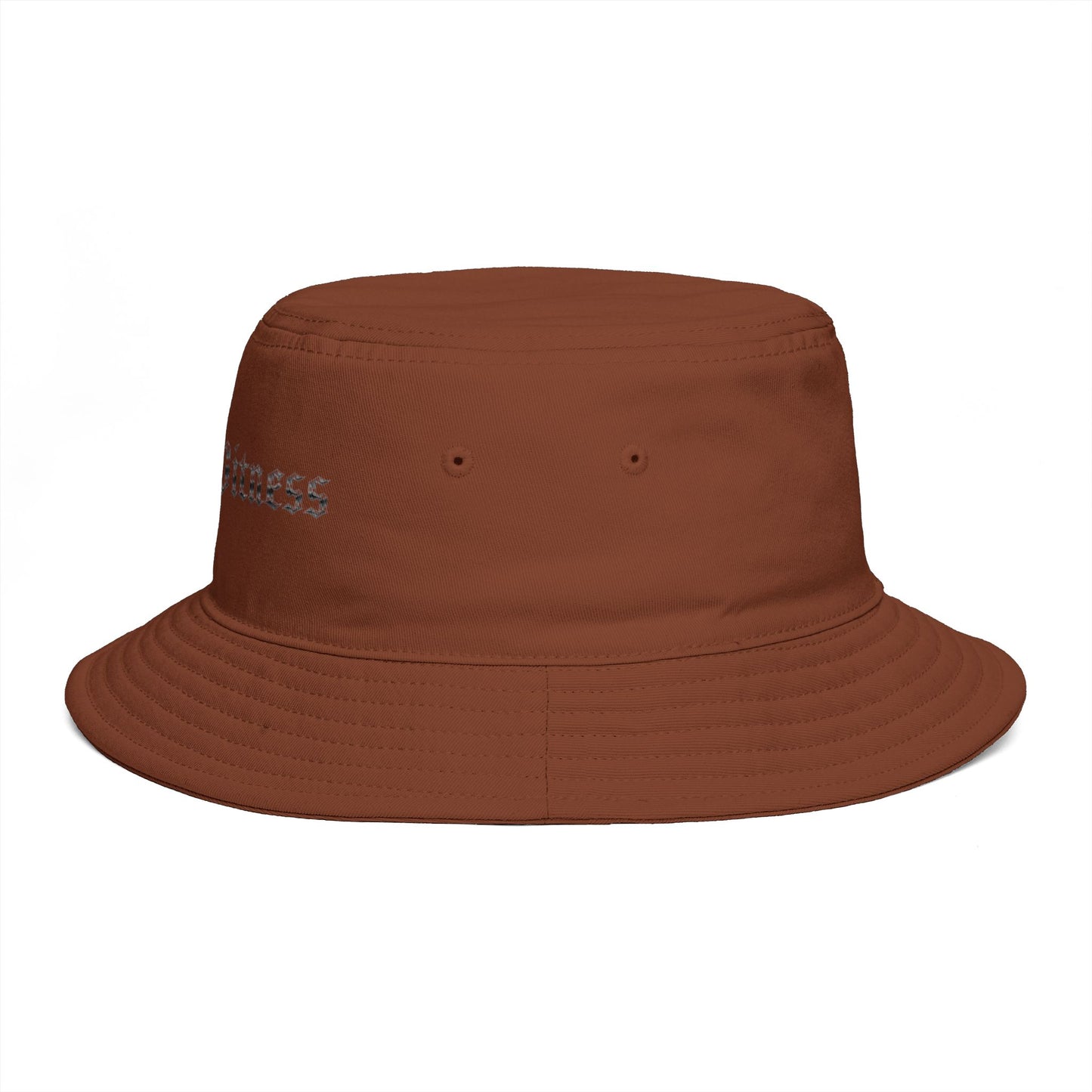 Bucket Hat — 'Bare Witness' Embroidered Brown Streetwear Bucket Hat