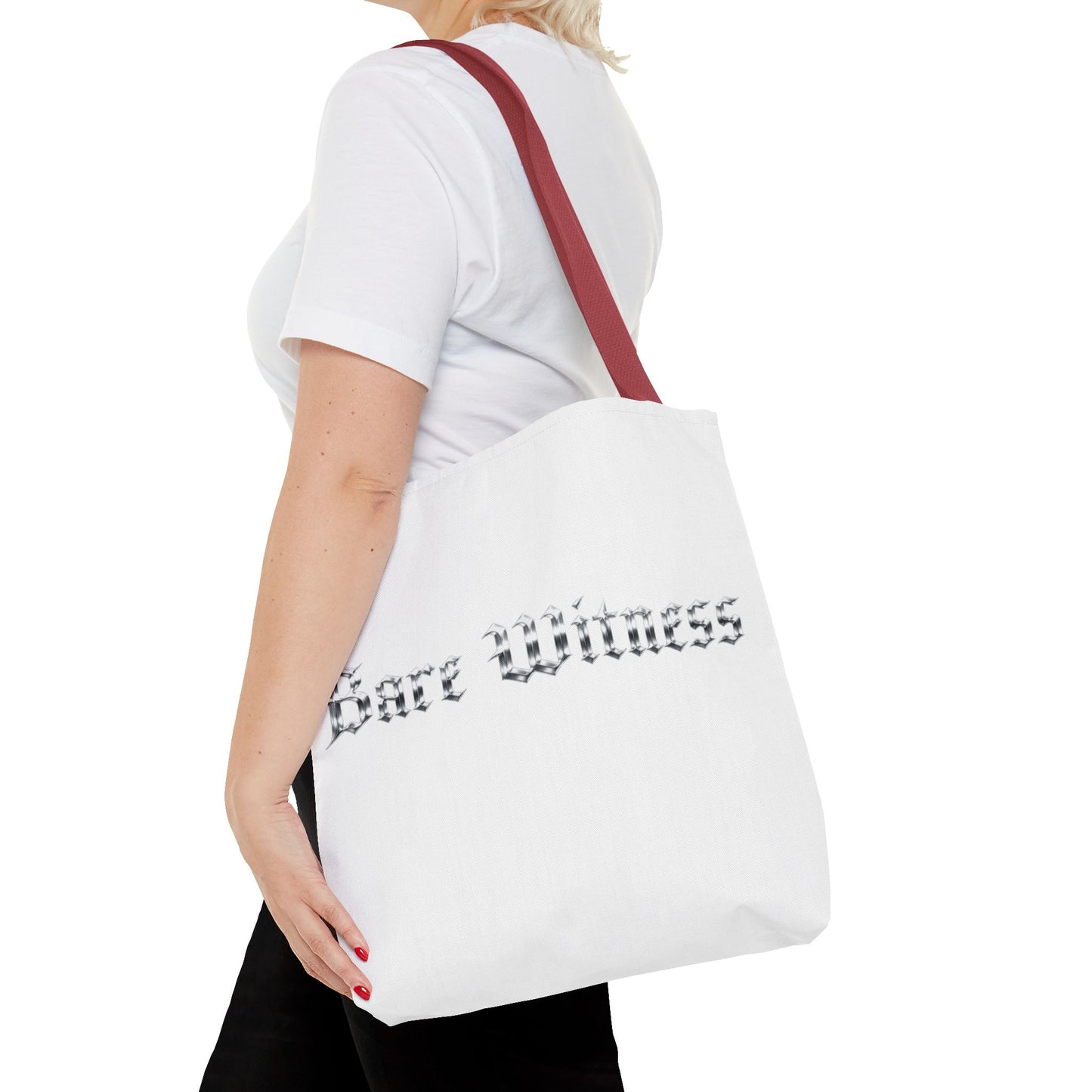 Tote Bag — 'Bare Witness' Gothic Script Everyday Tote