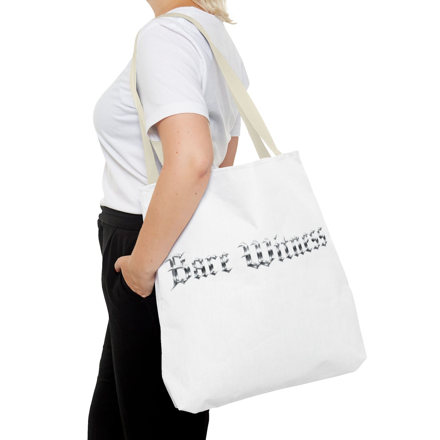 Tote Bag — 'Bare Witness' Gothic Script Everyday Tote