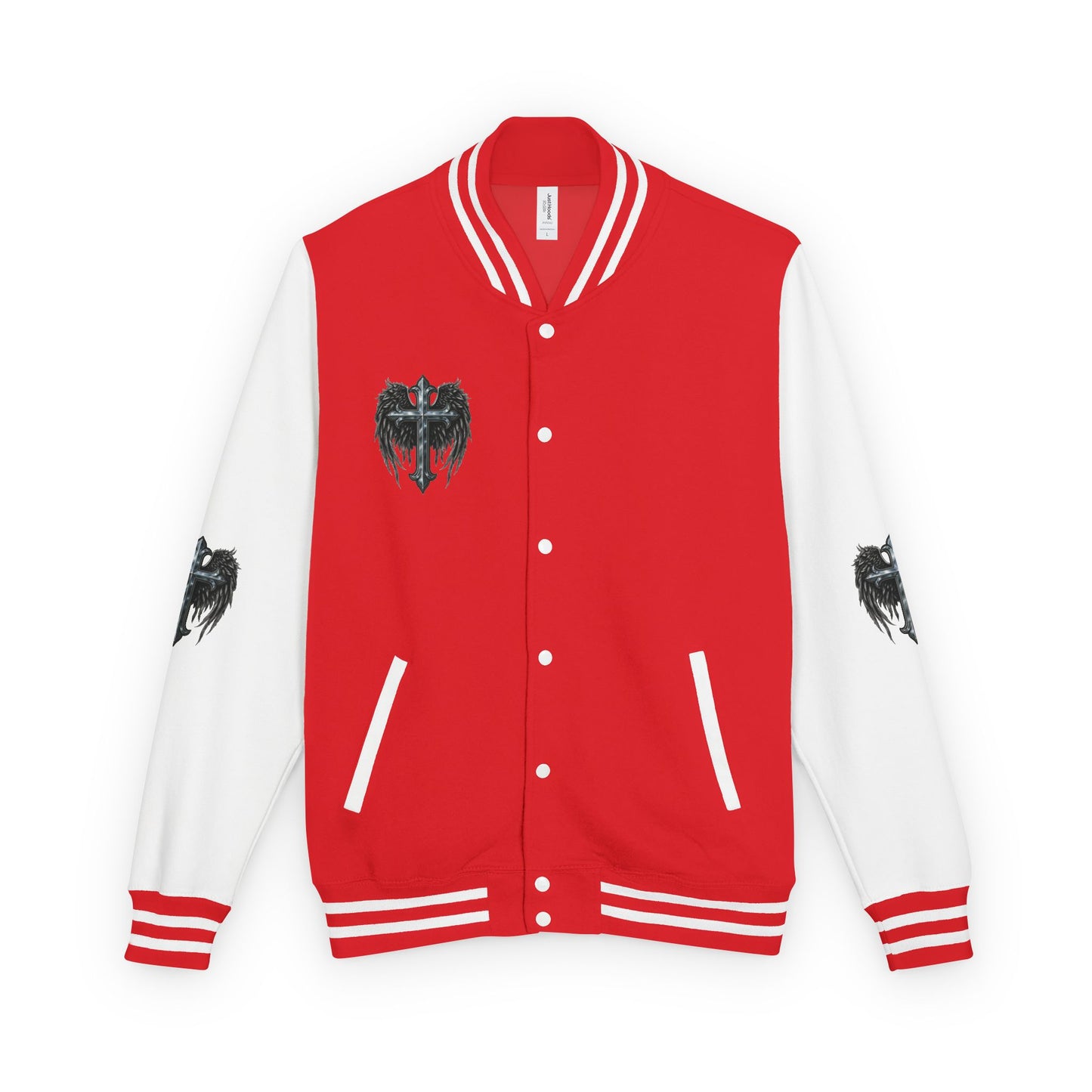 Letterman Jacket – Dark Crest Cross & Heart Varsity Jacket