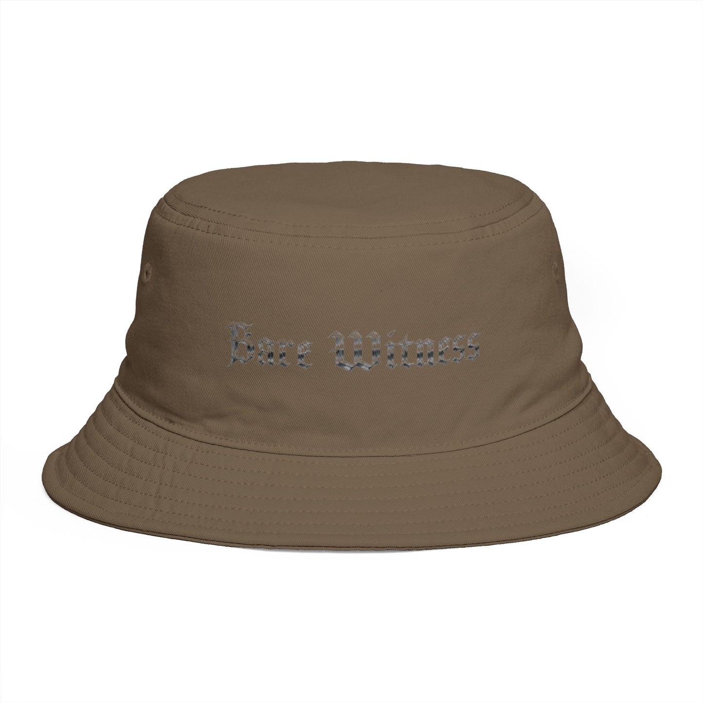 Bucket Hat — 'Bare Witness' Embroidered Brown Streetwear Bucket Hat