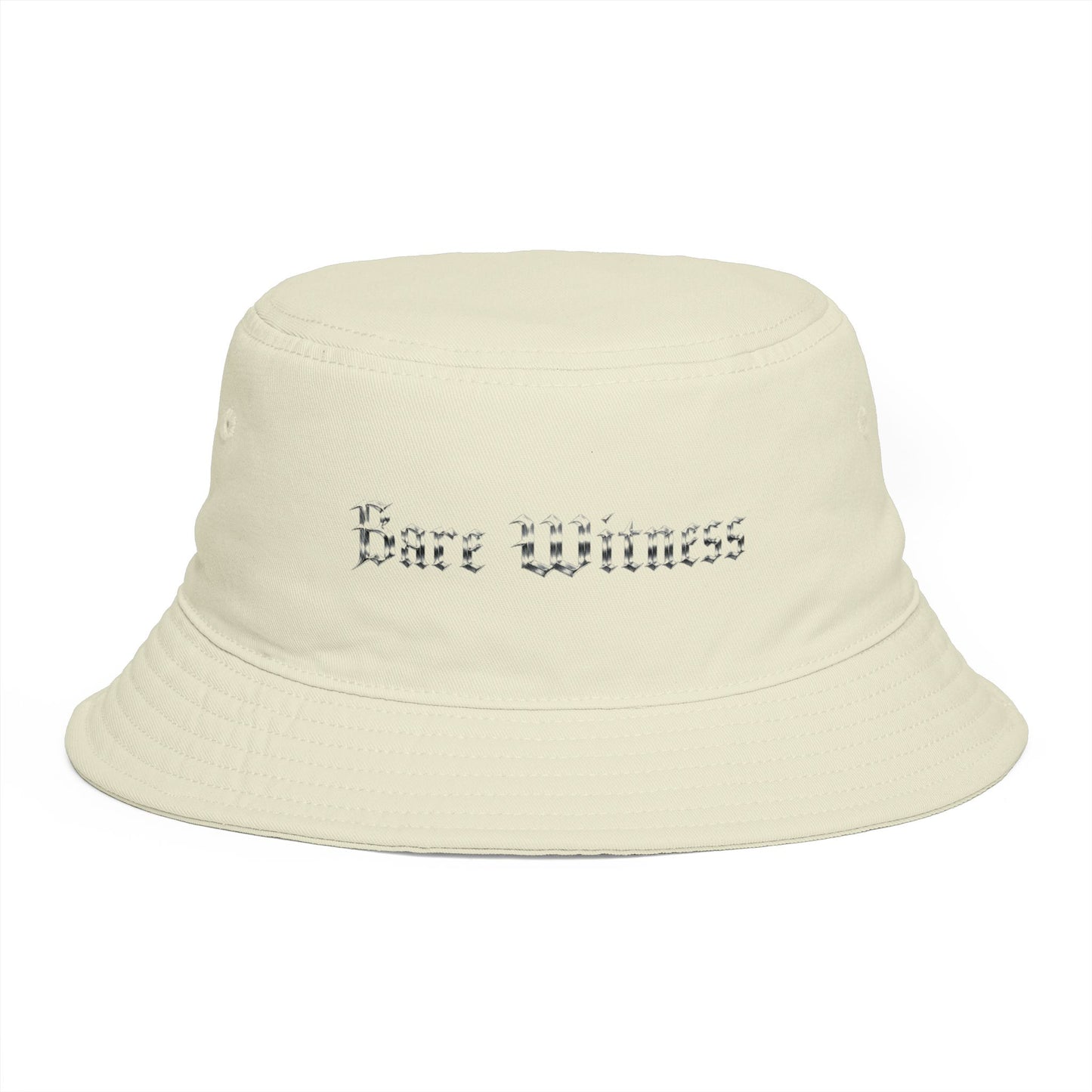 Bucket Hat — 'Bare Witness' Embroidered Brown Streetwear Bucket Hat