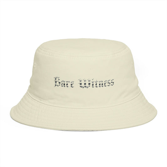 Bucket Hat — 'Bare Witness' Embroidered Brown Streetwear Bucket Hat