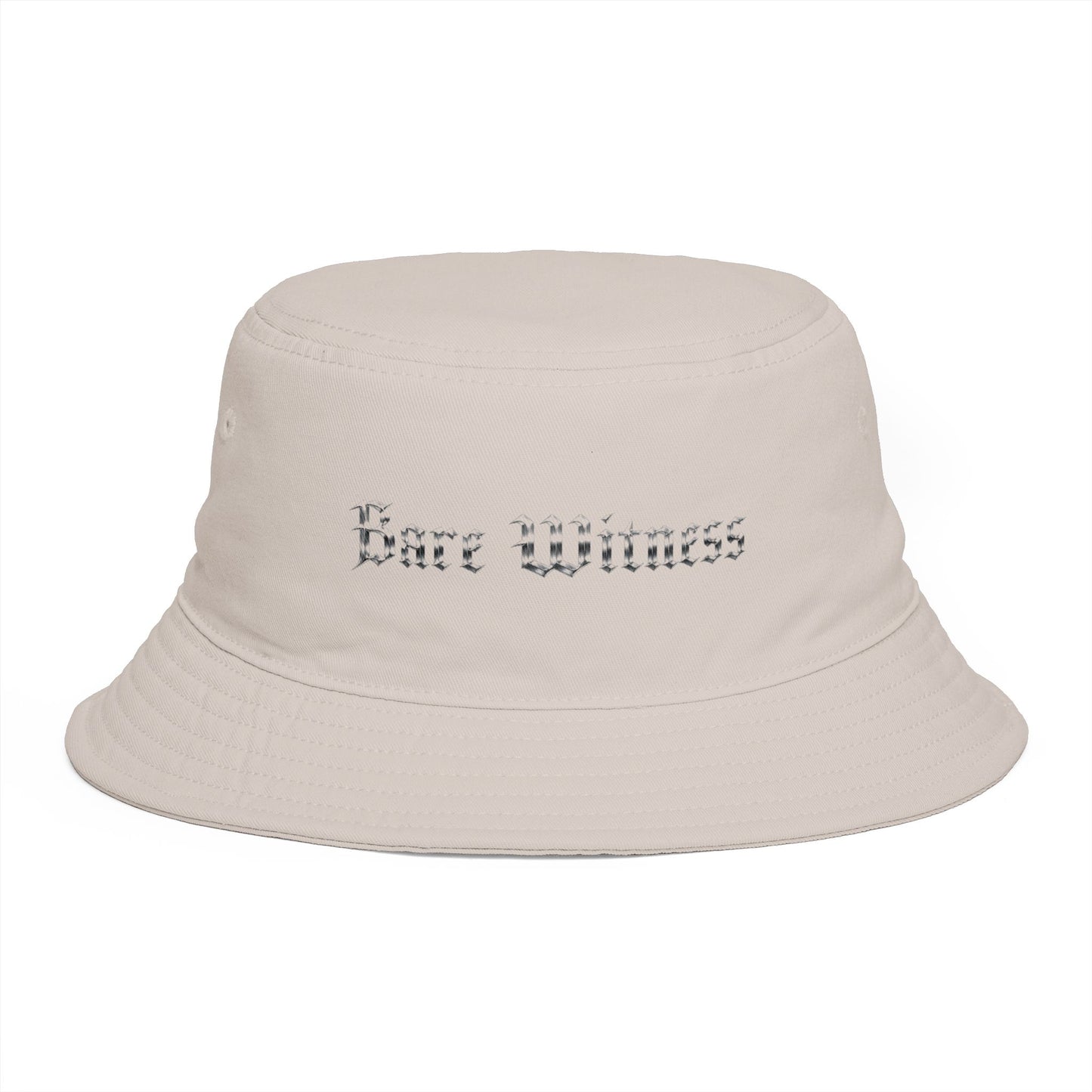 Bucket Hat — 'Bare Witness' Embroidered Brown Streetwear Bucket Hat