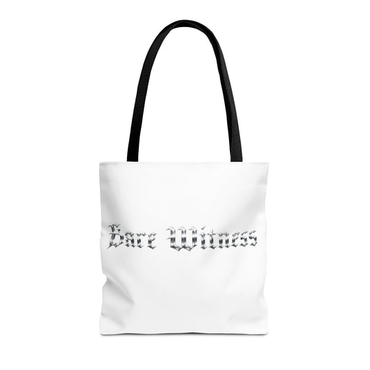 Tote Bag — 'Bare Witness' Gothic Script Everyday Tote