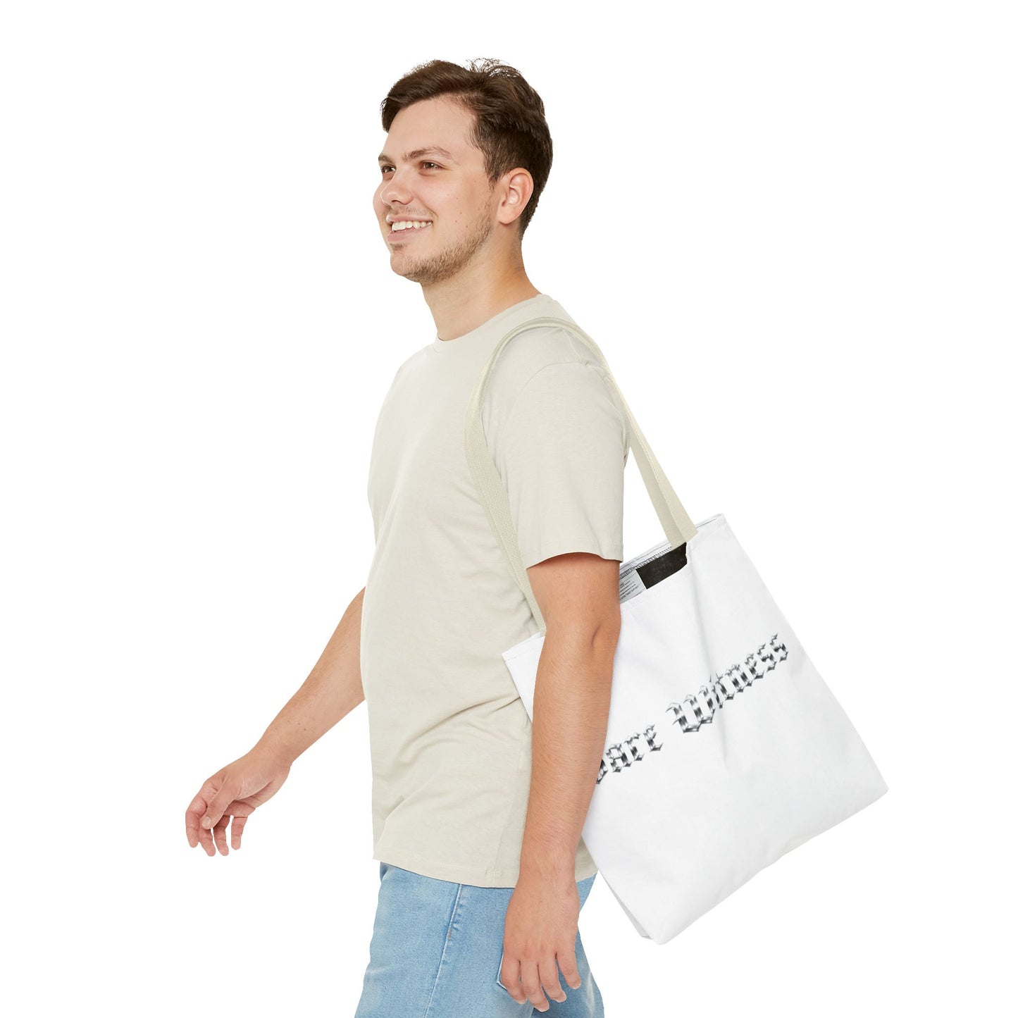 Tote Bag — 'Bare Witness' Gothic Script Everyday Tote