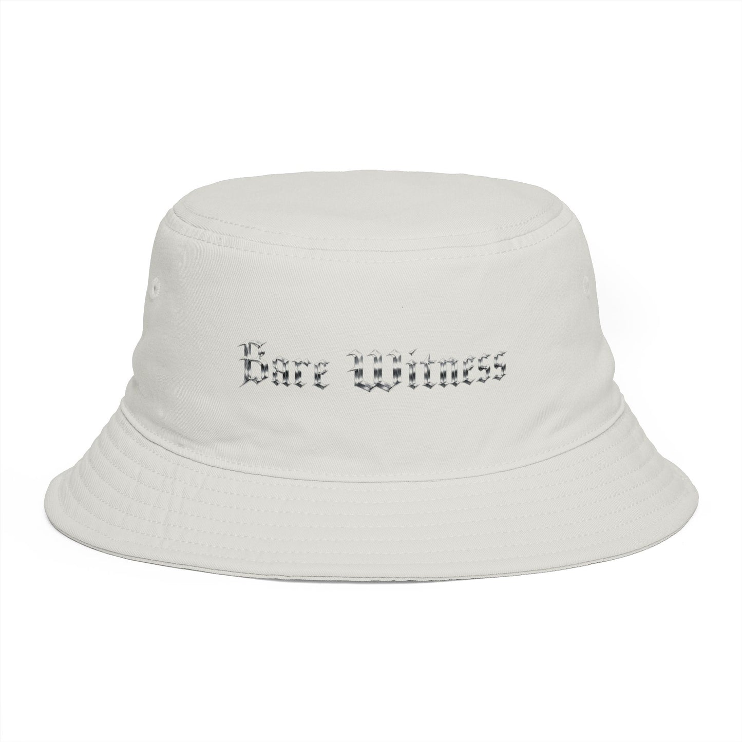 Bucket Hat — 'Bare Witness' Embroidered Brown Streetwear Bucket Hat