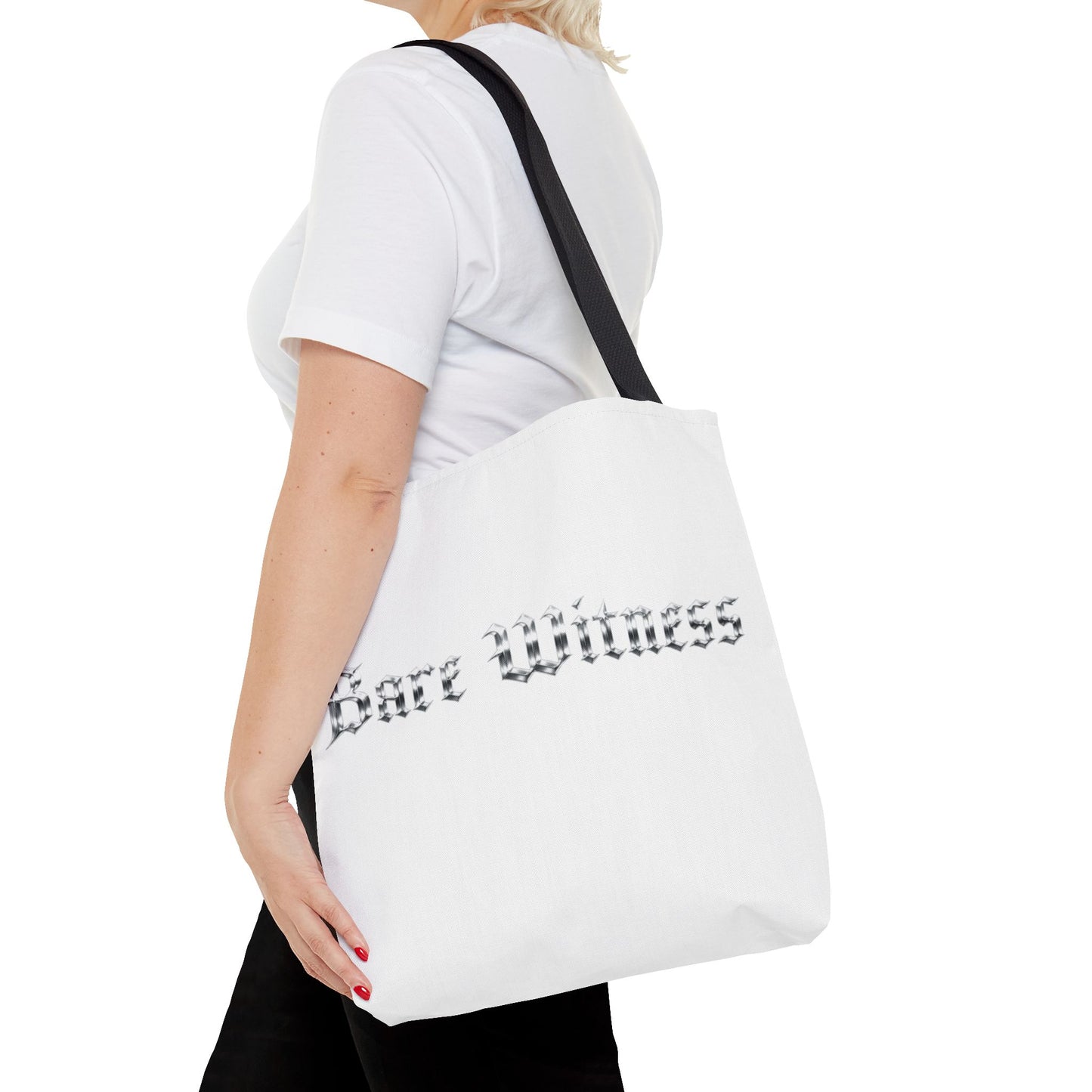 Tote Bag — 'Bare Witness' Gothic Script Everyday Tote