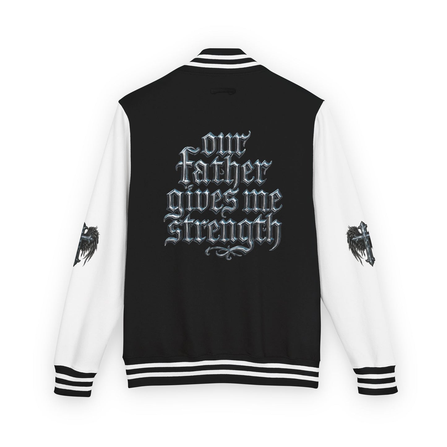 Letterman Jacket – Dark Crest Cross & Heart Varsity Jacket