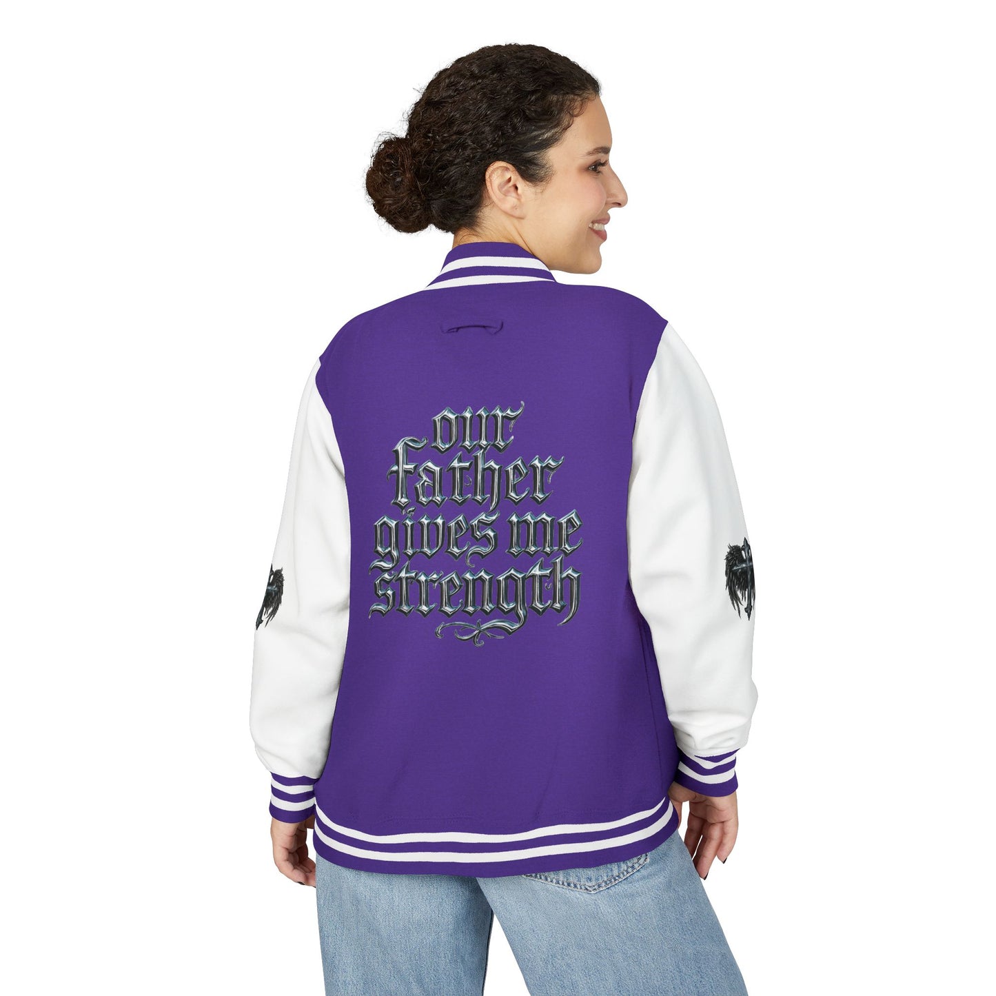 Letterman Jacket – Dark Crest Cross & Heart Varsity Jacket