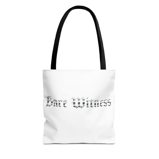 Tote Bag — 'Bare Witness' Gothic Script Everyday Tote