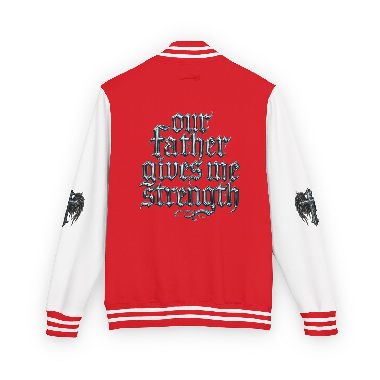 Letterman Jacket – Dark Crest Cross & Heart Varsity Jacket