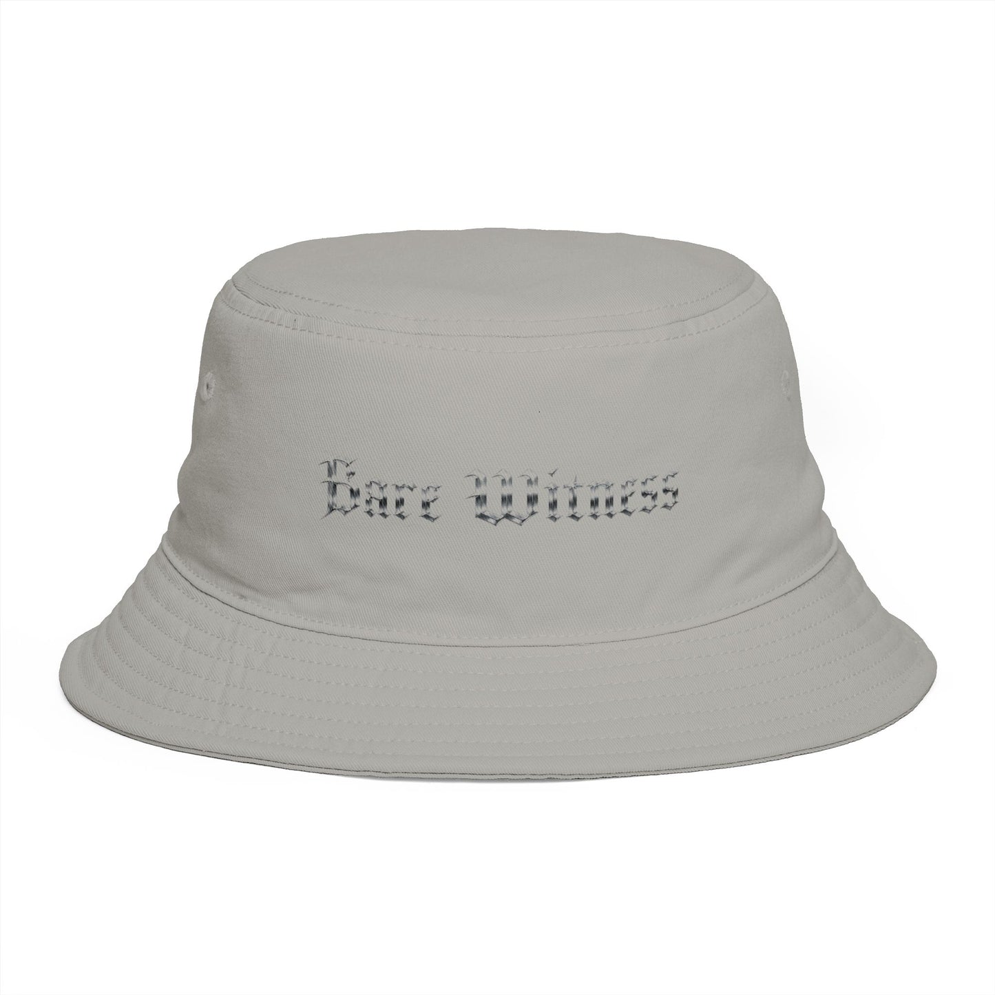 Bucket Hat — 'Bare Witness' Embroidered Brown Streetwear Bucket Hat