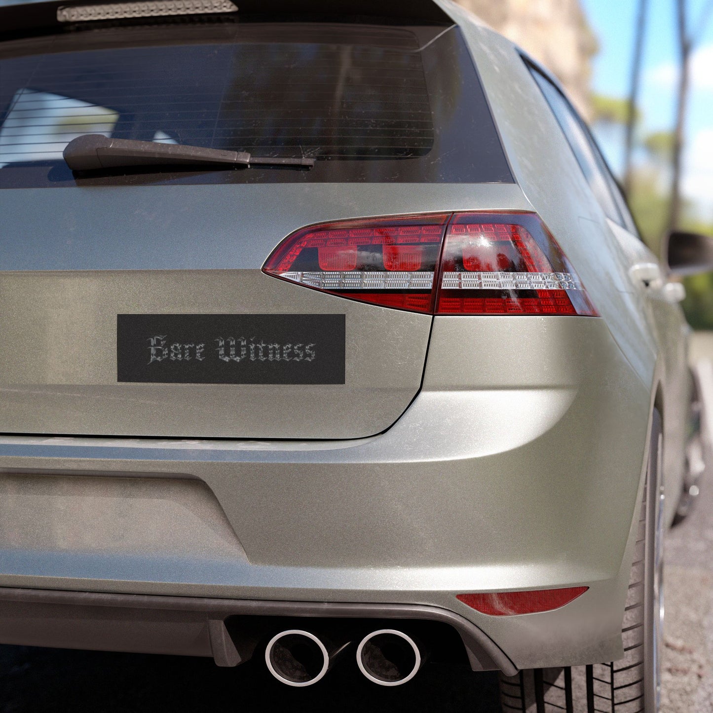 Car Magnet — "Bare Witness" Gothic Script Black Bumper Sticker Magnet