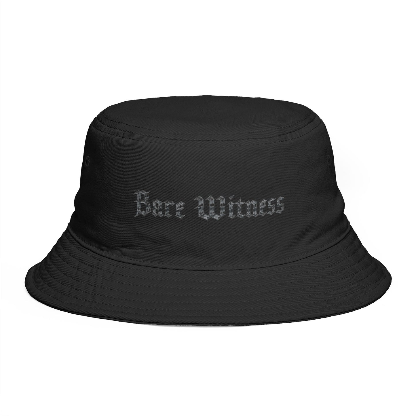 Bucket Hat — 'Bare Witness' Embroidered Brown Streetwear Bucket Hat