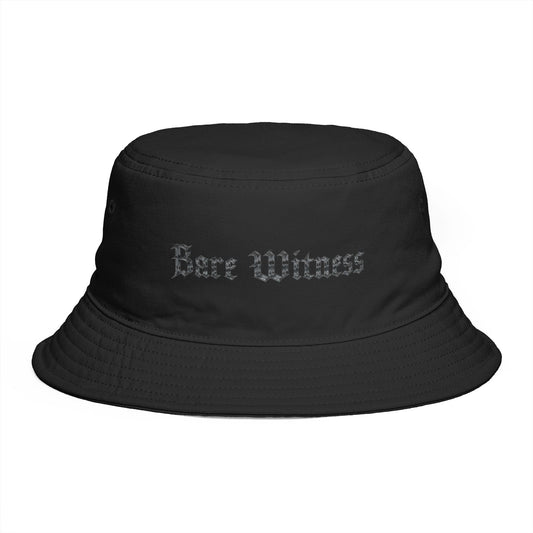 Bucket Hat — 'Bare Witness' Embroidered Brown Streetwear Bucket Hat