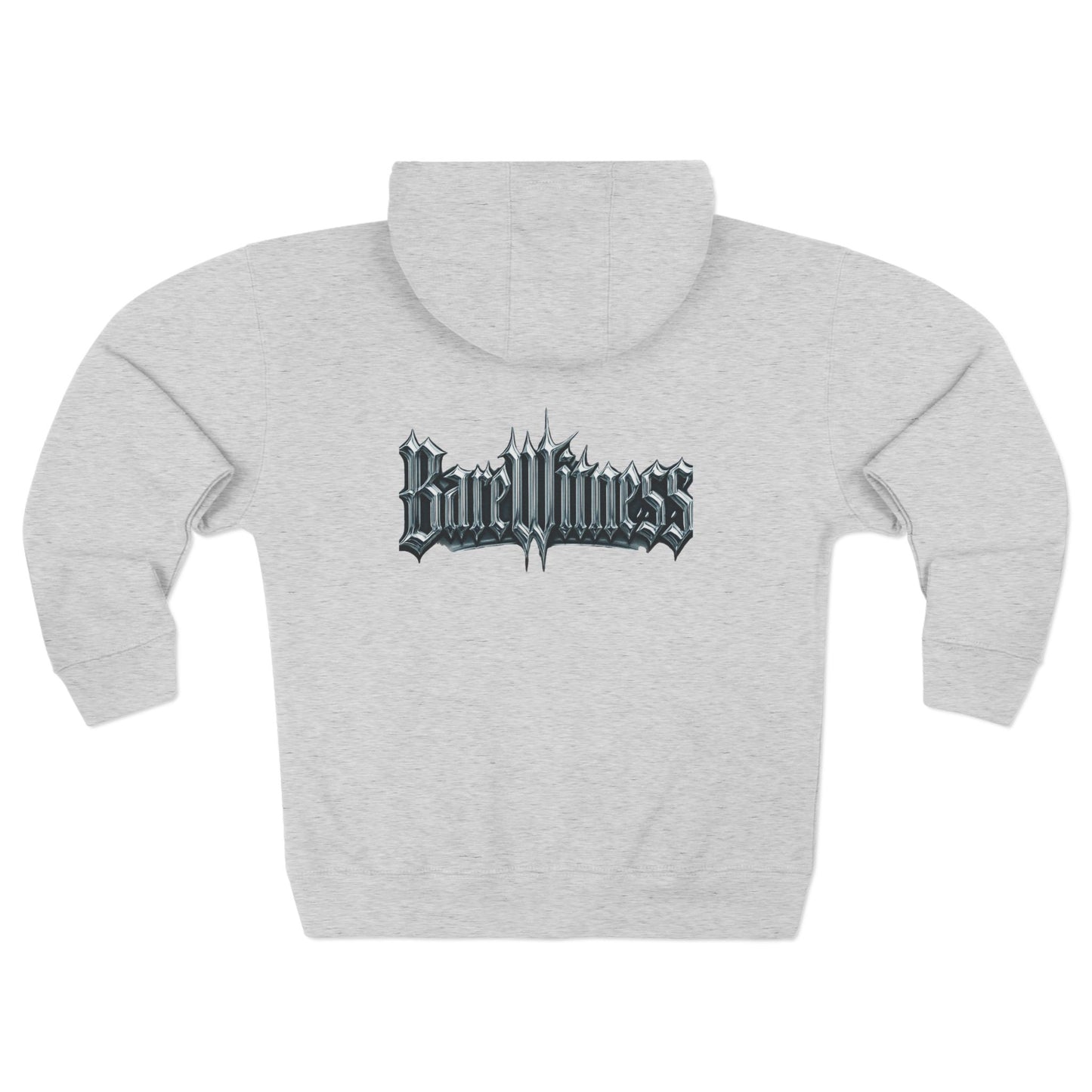 Bold Zip Hoodie — 'BareWitness' Gothic Text Back Design