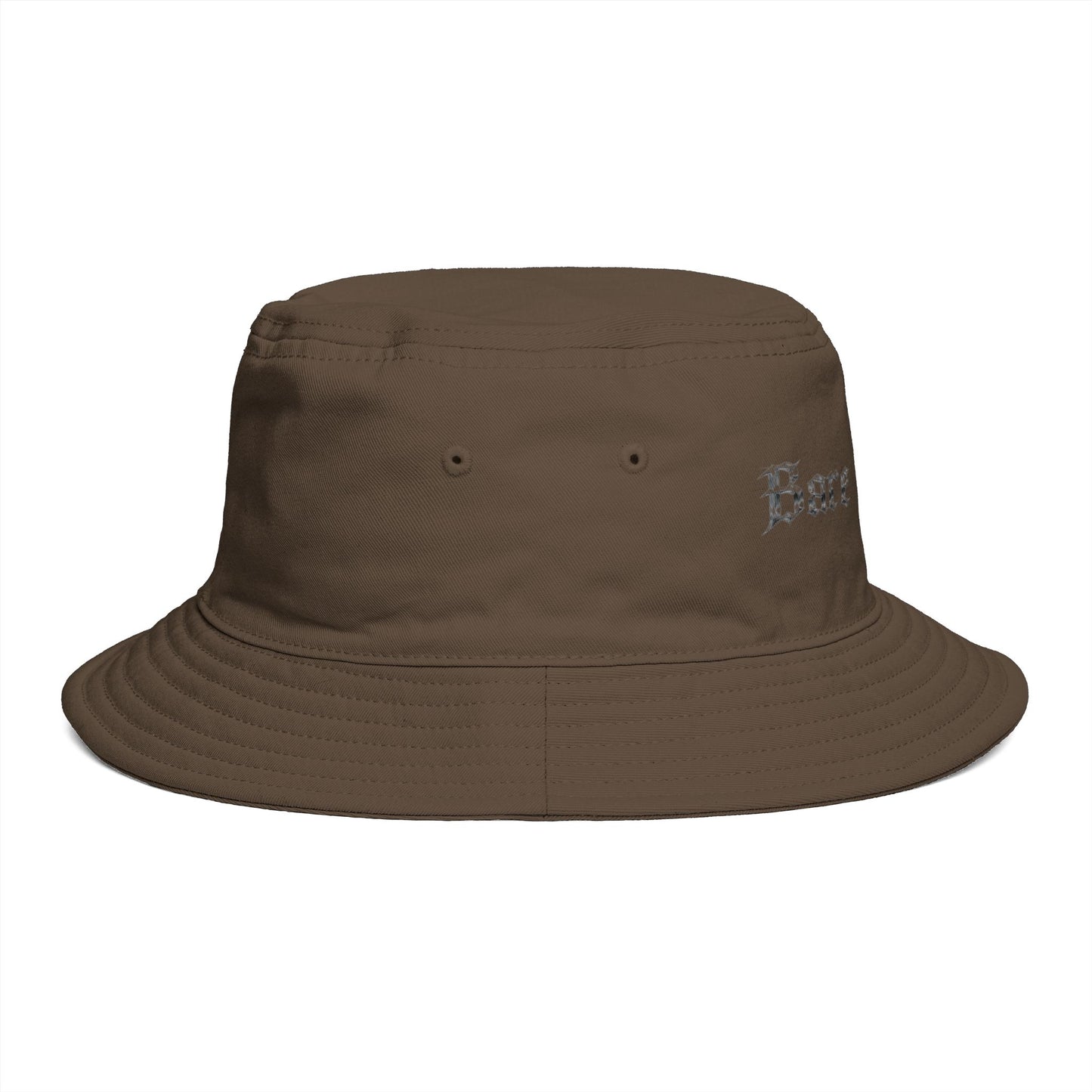 Bucket Hat — 'Bare Witness' Embroidered Brown Streetwear Bucket Hat