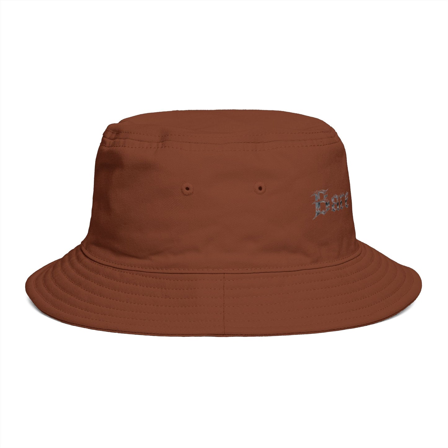 Bucket Hat — 'Bare Witness' Embroidered Brown Streetwear Bucket Hat
