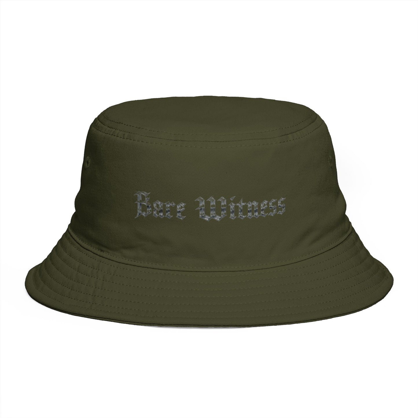 Bucket Hat — 'Bare Witness' Embroidered Brown Streetwear Bucket Hat