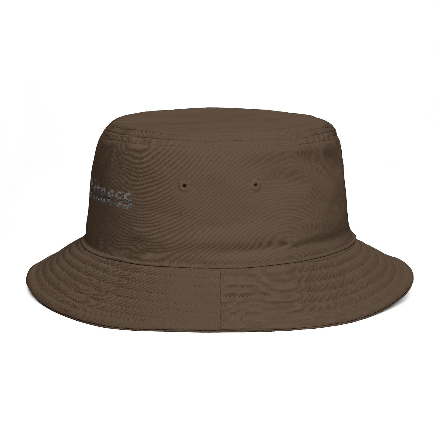 Bucket Hat — 'Bare Witness' Embroidered Brown Streetwear Bucket Hat