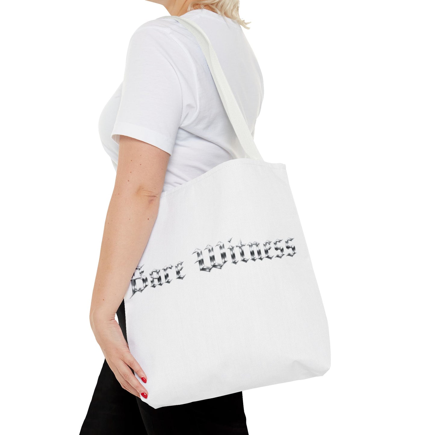 Tote Bag — 'Bare Witness' Gothic Script Everyday Tote