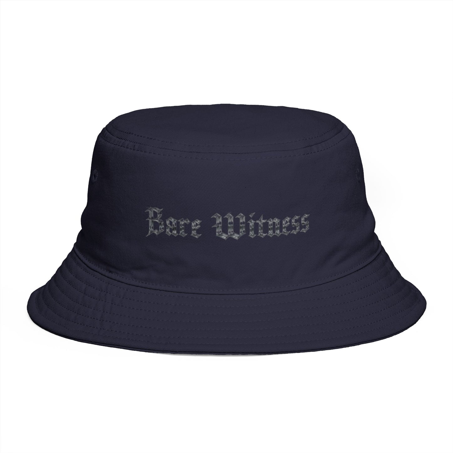 Bucket Hat — 'Bare Witness' Embroidered Brown Streetwear Bucket Hat