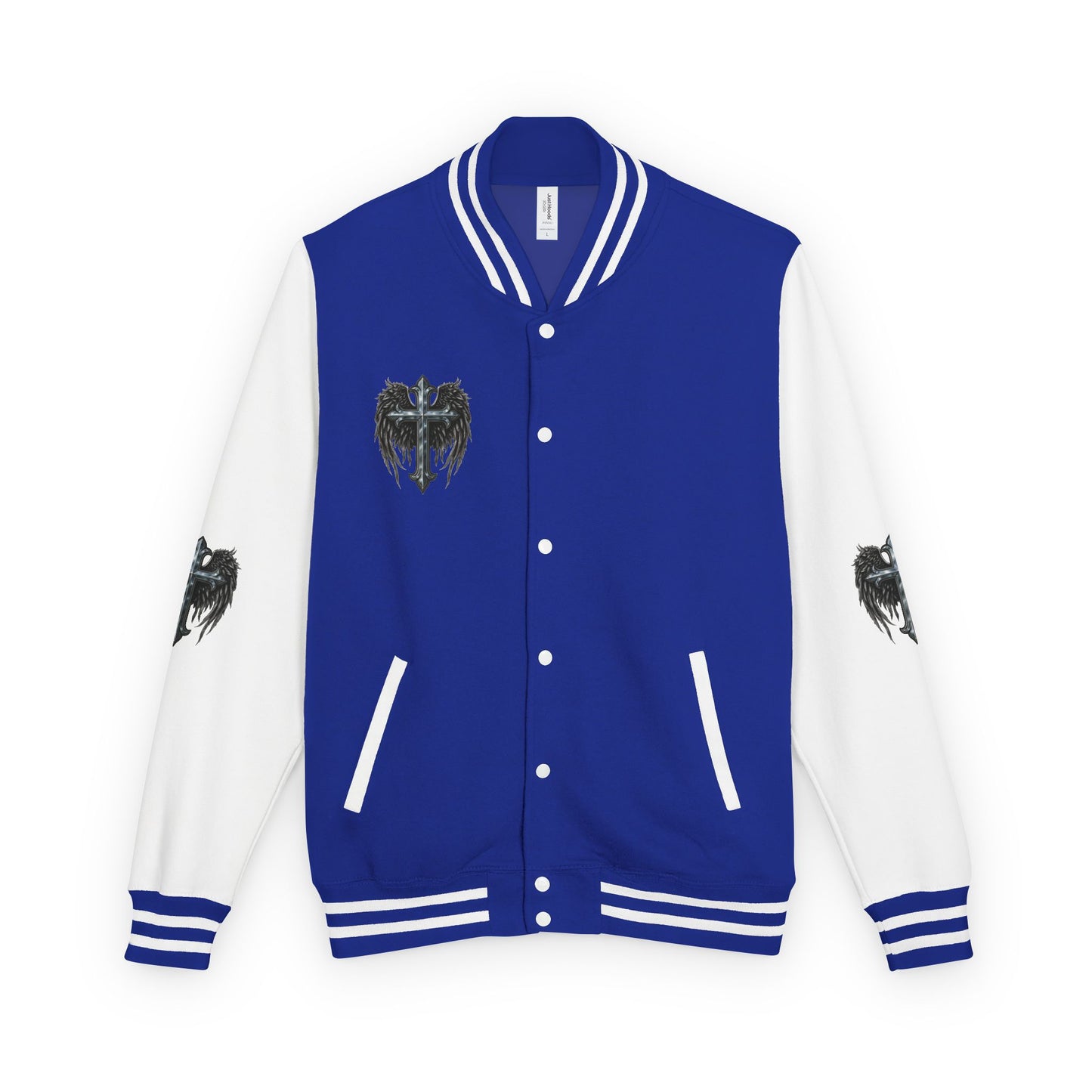 Letterman Jacket – Dark Crest Cross & Heart Varsity Jacket