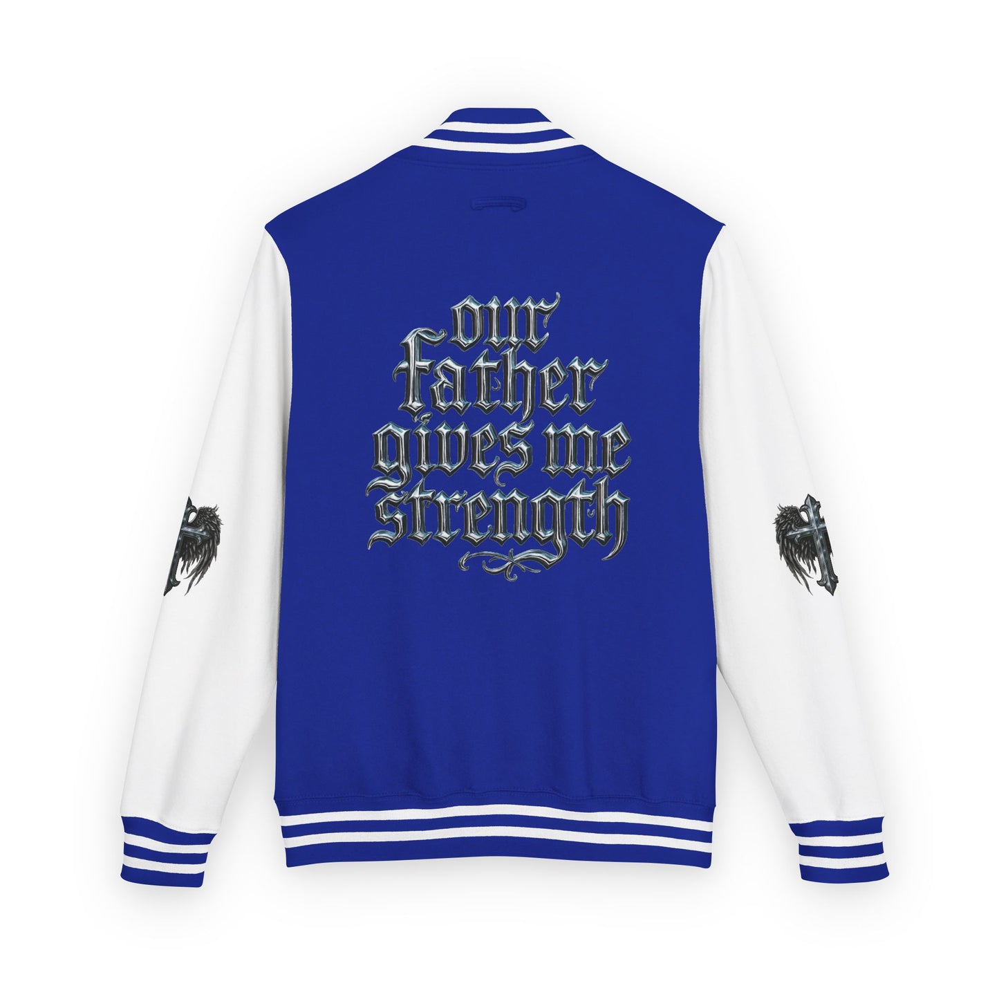 Letterman Jacket – Dark Crest Cross & Heart Varsity Jacket