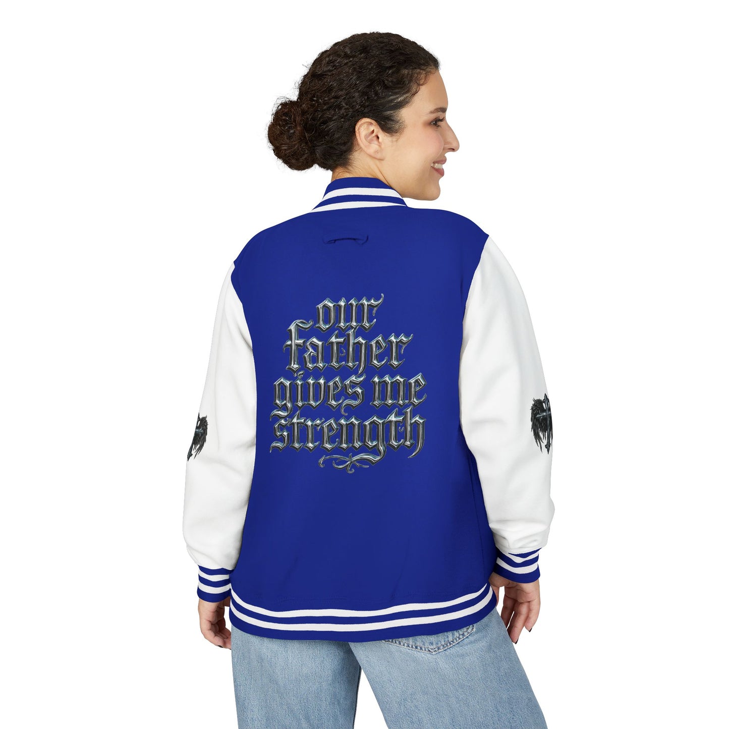 Letterman Jacket – Dark Crest Cross & Heart Varsity Jacket