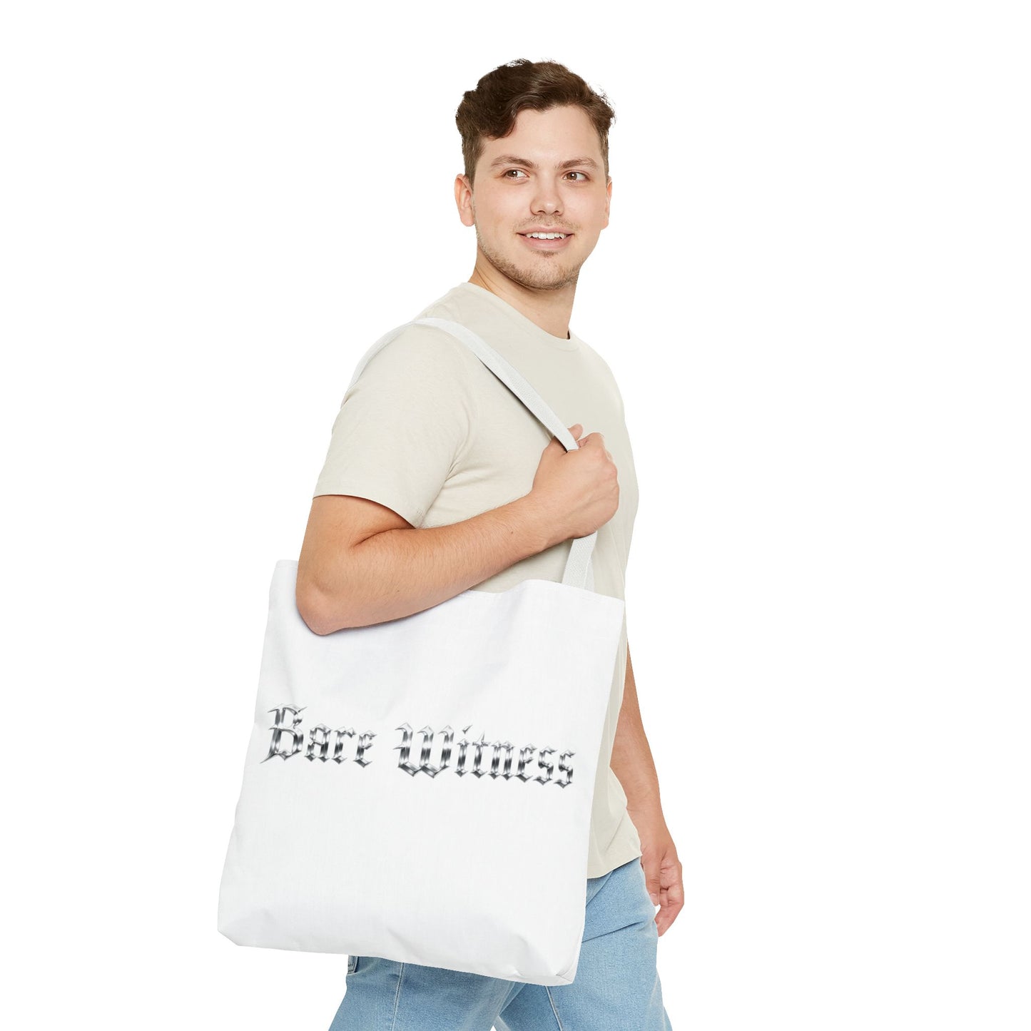 Tote Bag — 'Bare Witness' Gothic Script Everyday Tote
