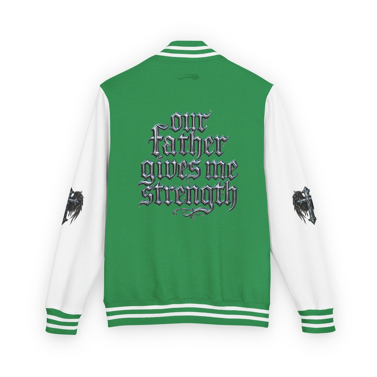 Letterman Jacket – Dark Crest Cross & Heart Varsity Jacket