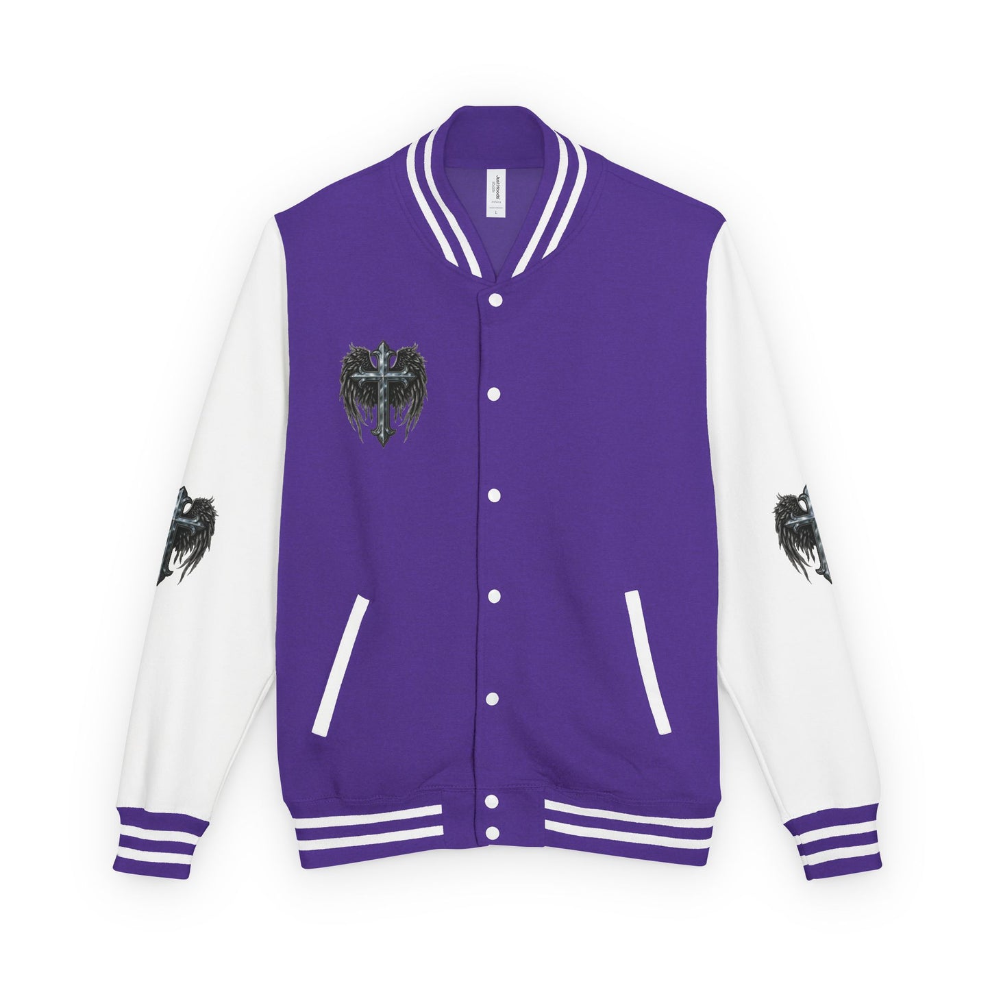 Letterman Jacket – Dark Crest Cross & Heart Varsity Jacket