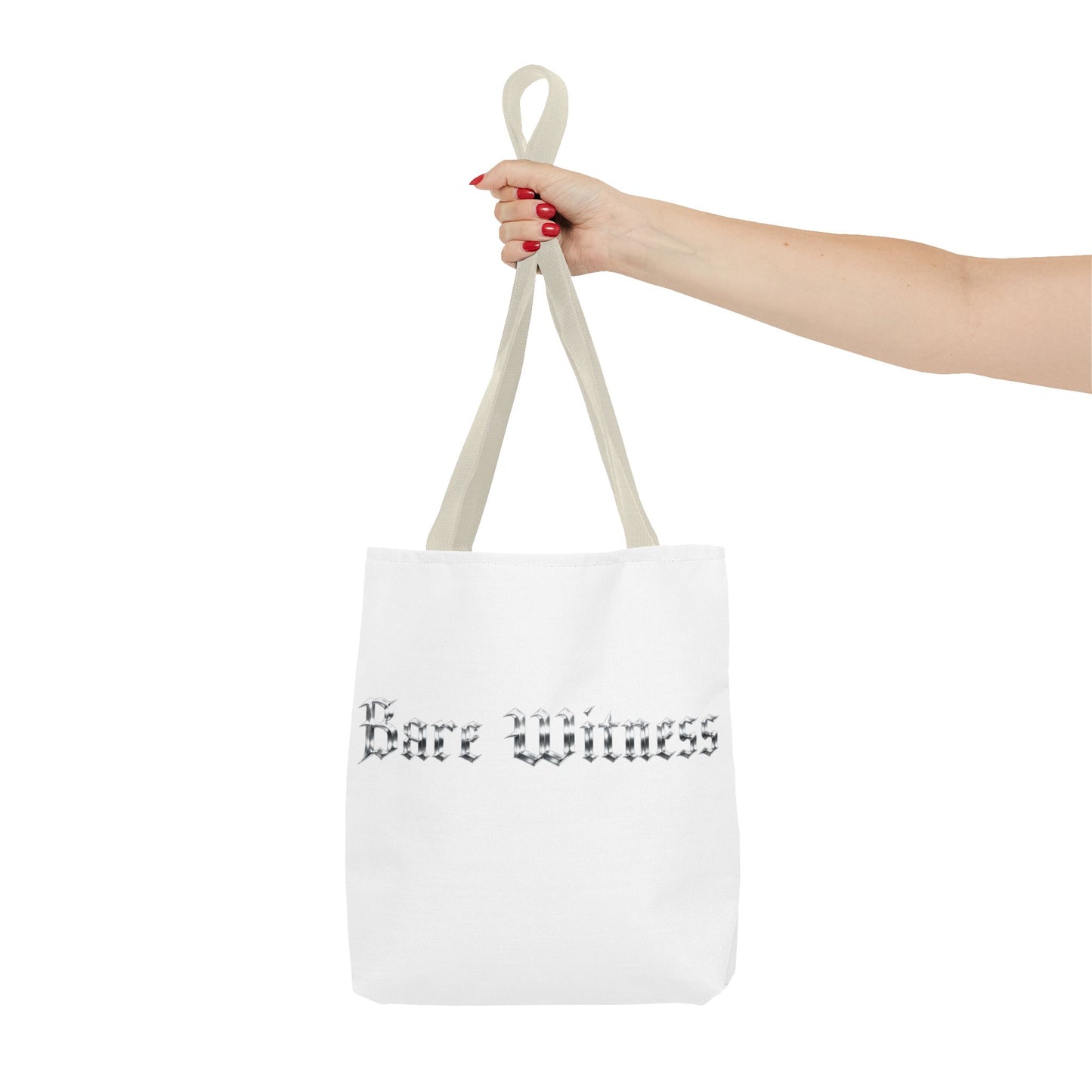 Tote Bag — 'Bare Witness' Gothic Script Everyday Tote