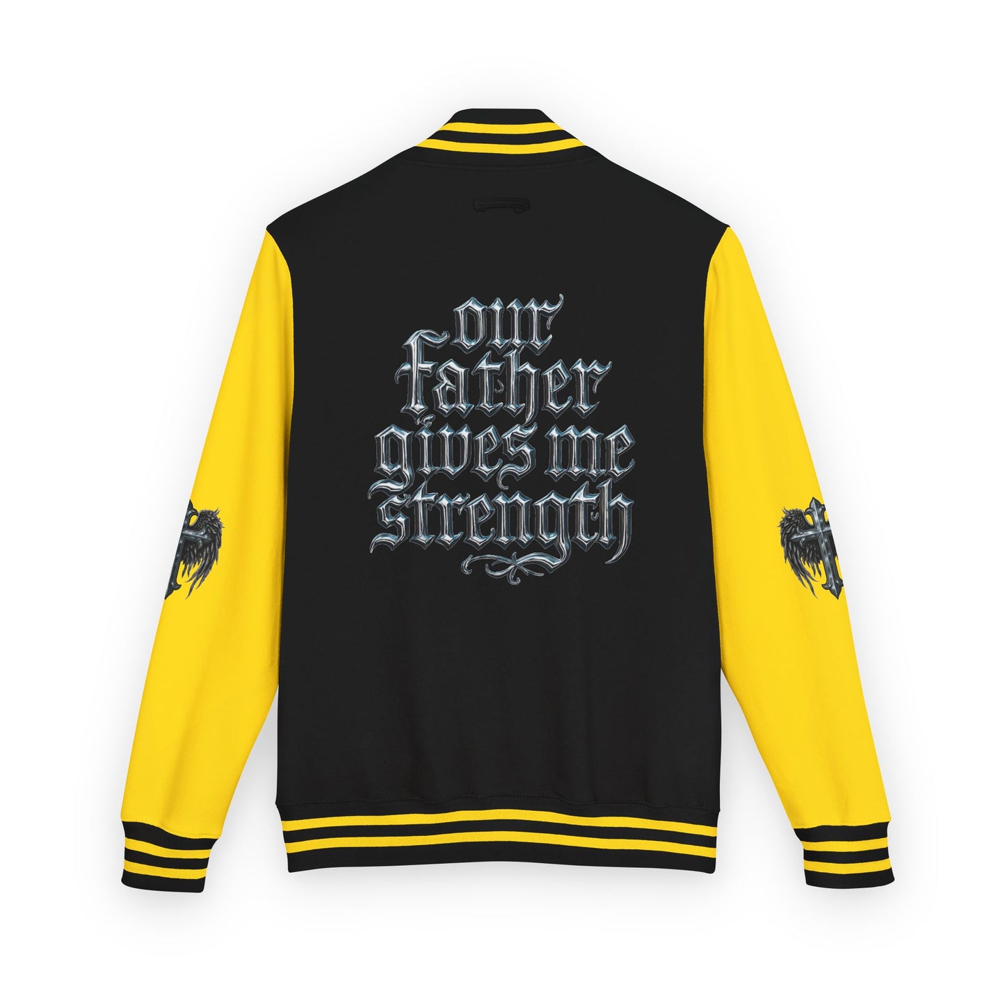 Letterman Jacket – Dark Crest Cross & Heart Varsity Jacket