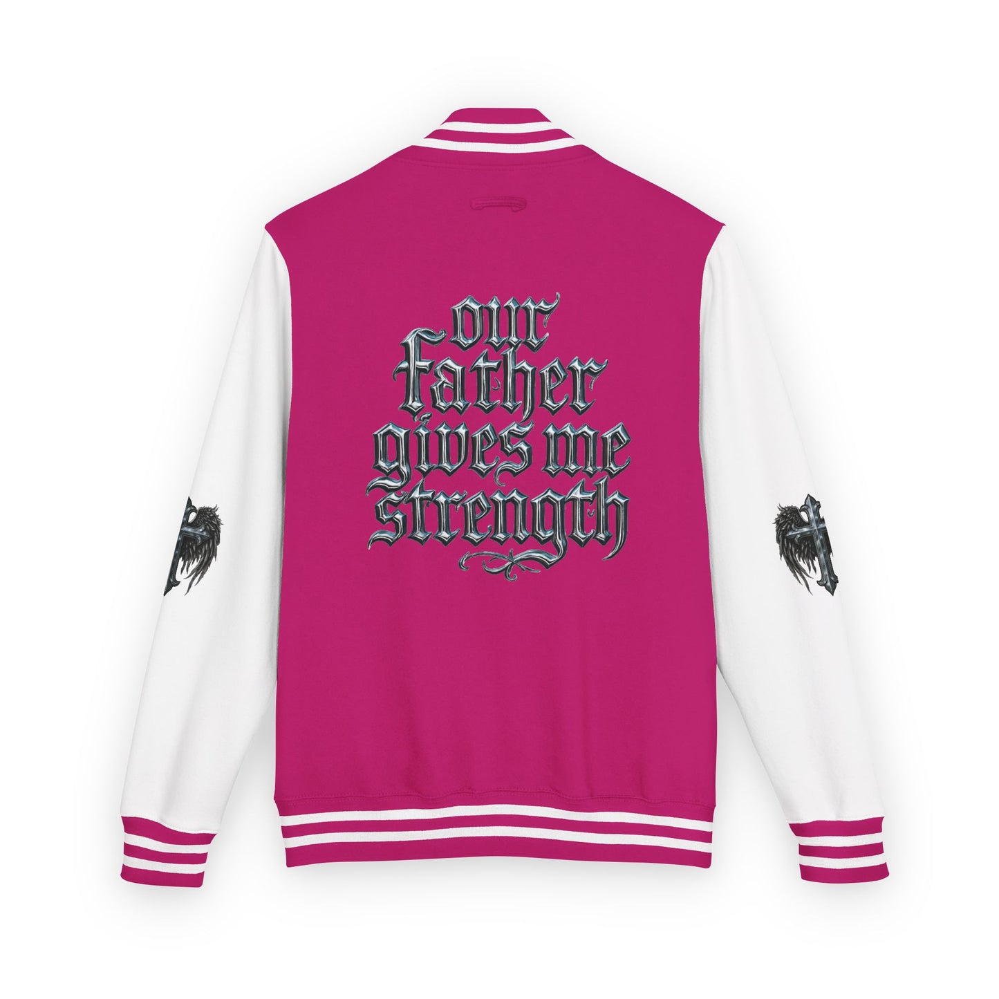 Letterman Jacket – Dark Crest Cross & Heart Varsity Jacket