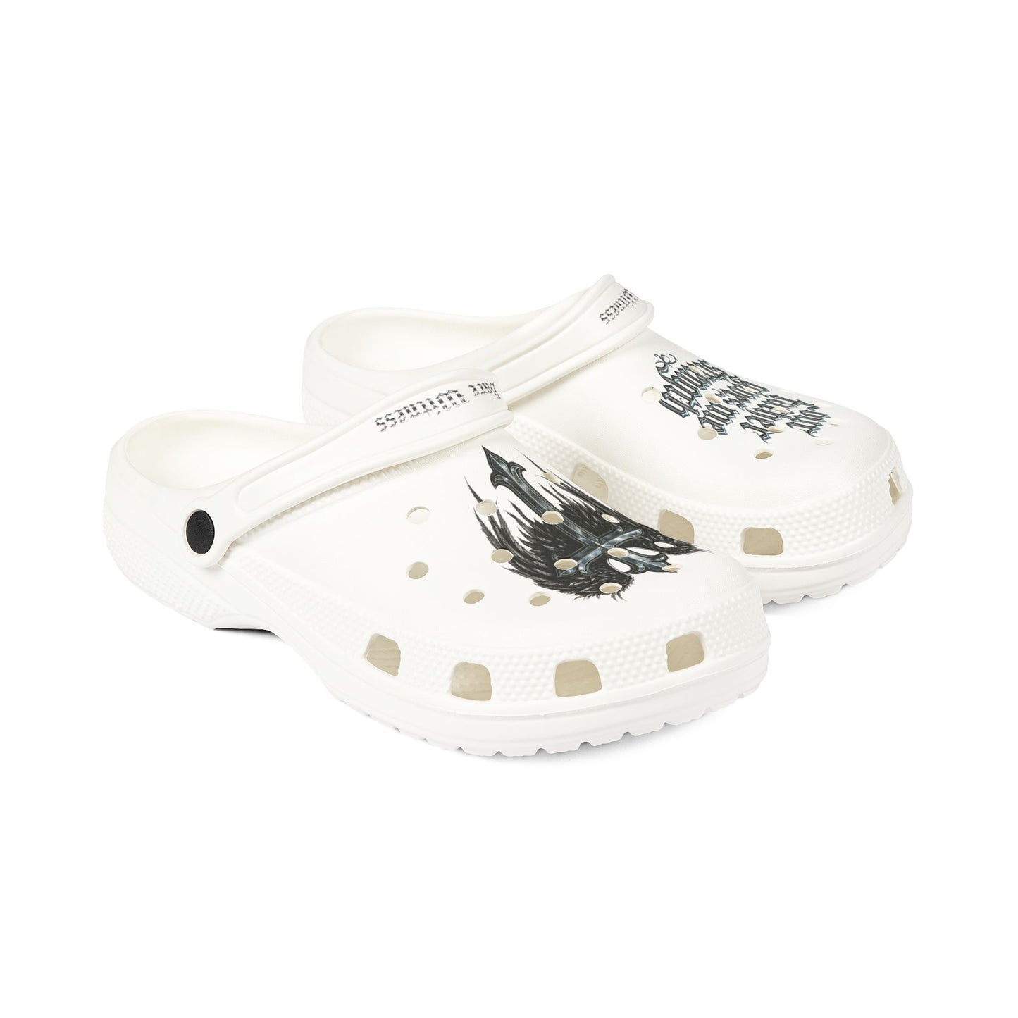 Graphic EVA Foam Clogs — 'Our Father Gives me Strength' Gothic Angel Design