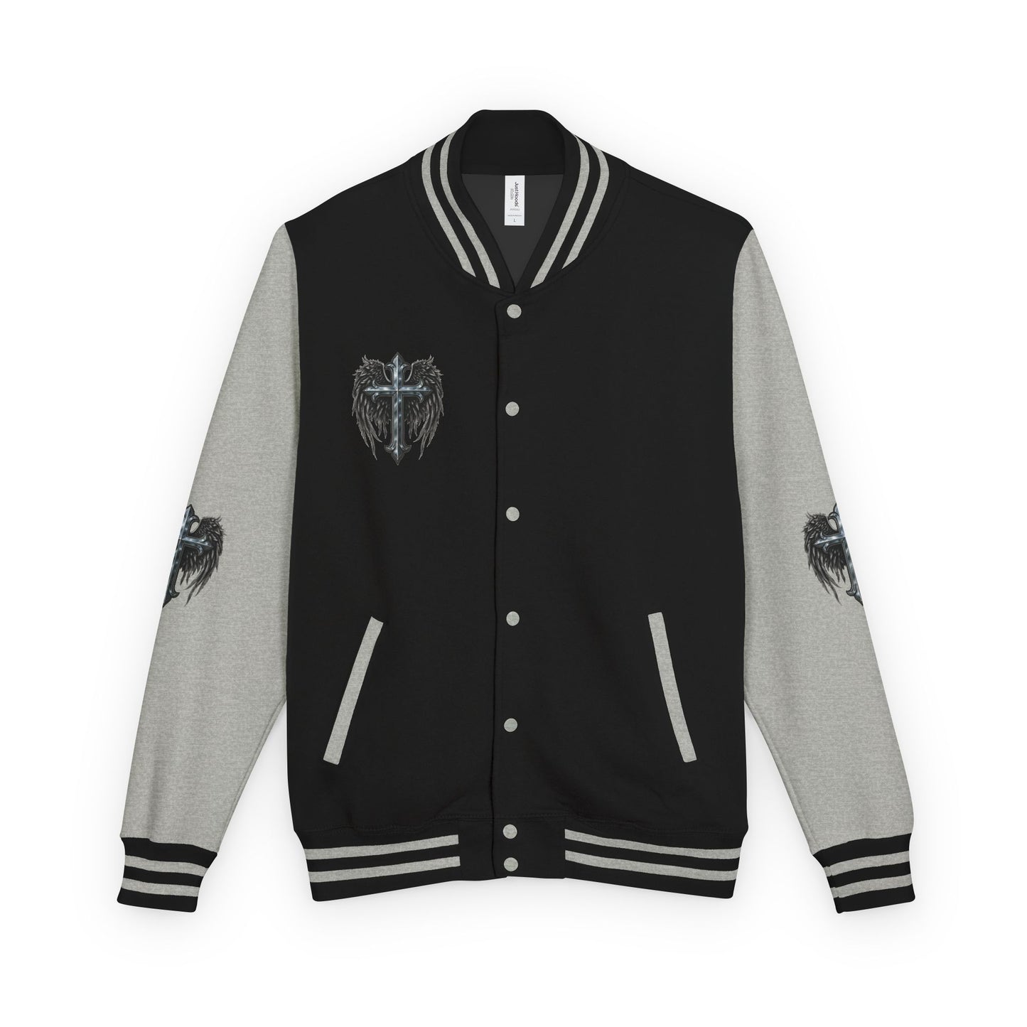 Letterman Jacket – Dark Crest Cross & Heart Varsity Jacket