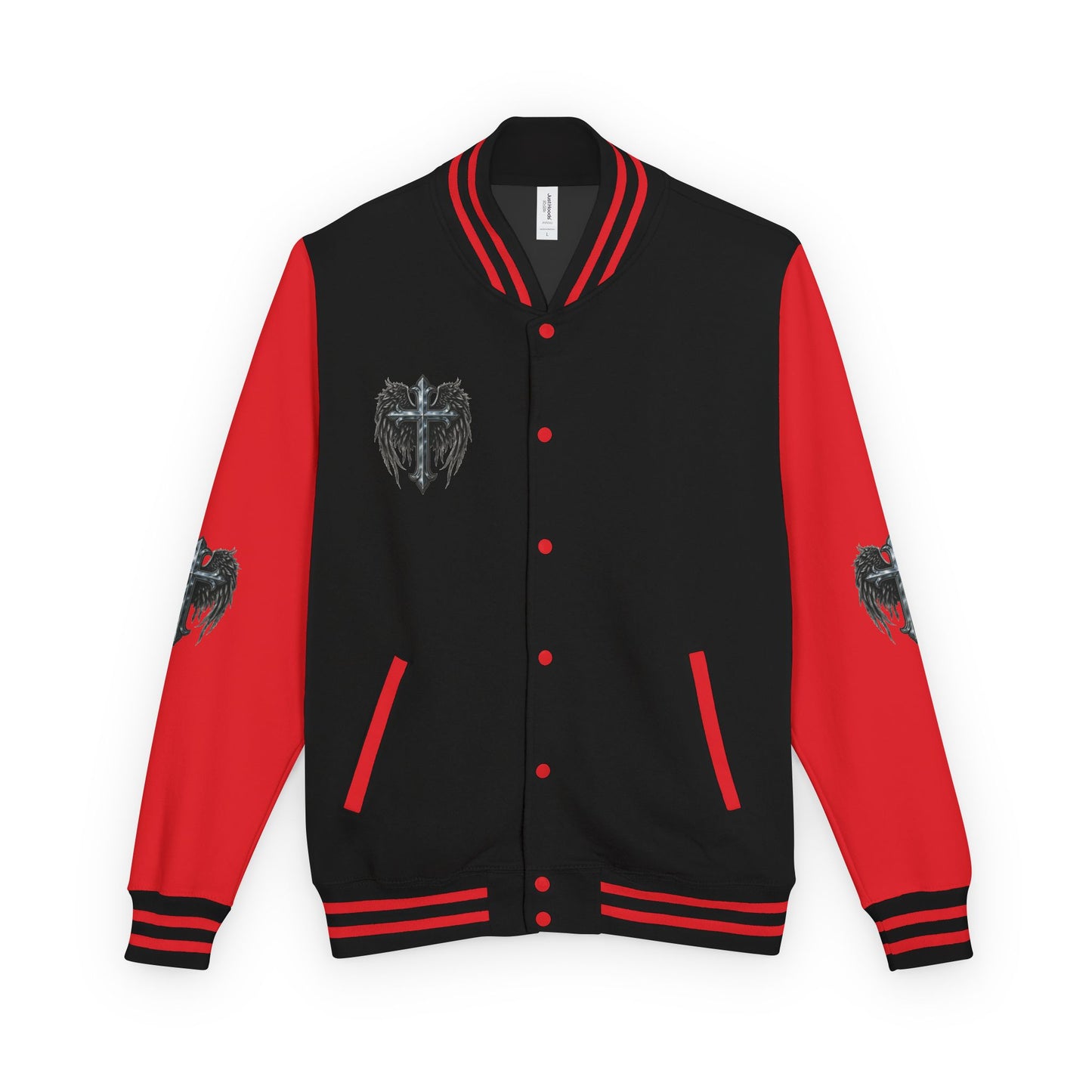 Letterman Jacket – Dark Crest Cross & Heart Varsity Jacket