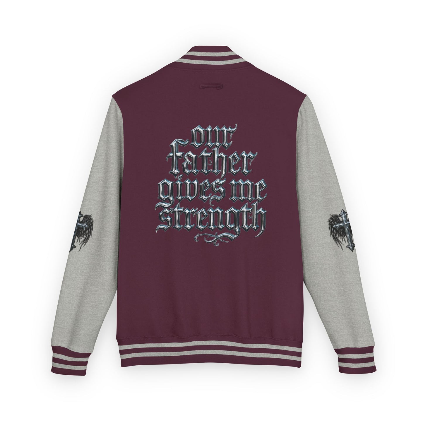 Letterman Jacket – Dark Crest Cross & Heart Varsity Jacket