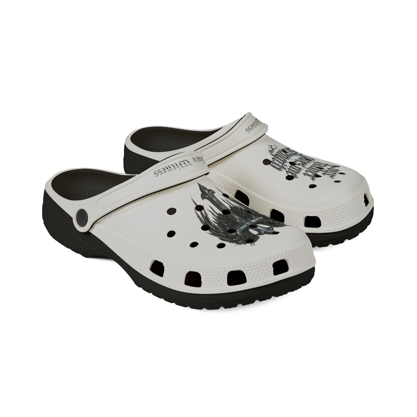 Graphic EVA Foam Clogs — 'Our Father Gives me Strength' Gothic Angel Design