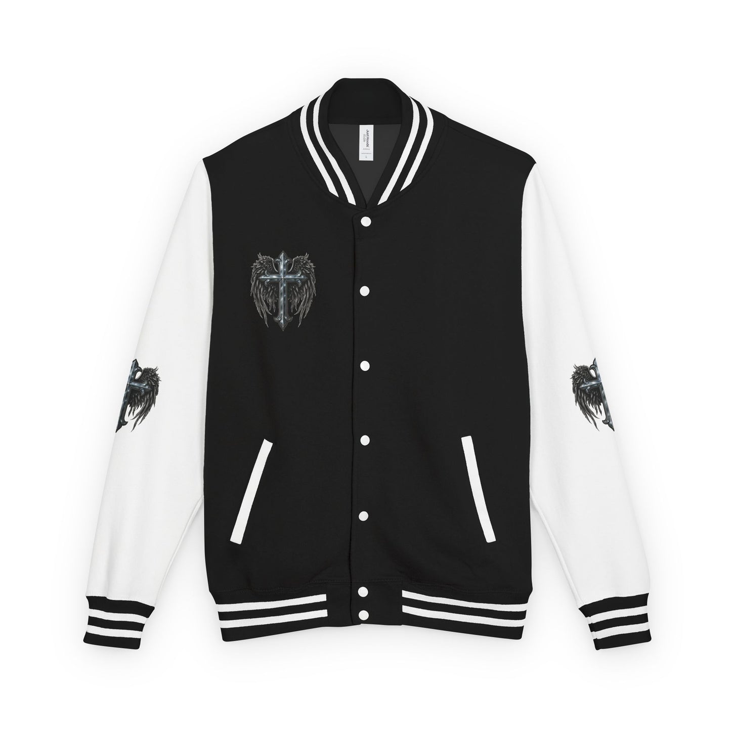 Letterman Jacket – Dark Crest Cross & Heart Varsity Jacket
