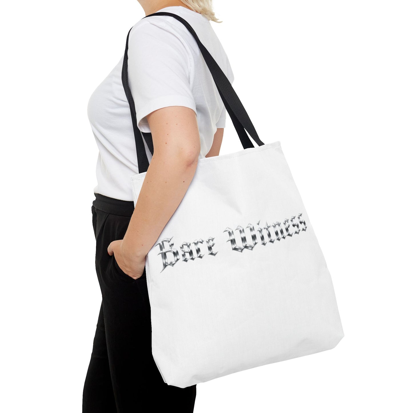 Tote Bag — 'Bare Witness' Gothic Script Everyday Tote